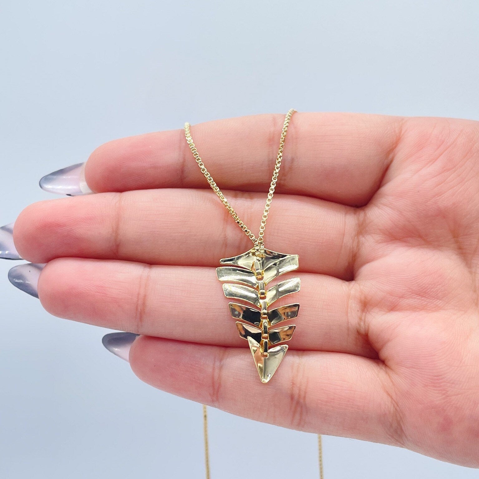 18k Gold Filled Shark-Bone Skeleton Set - Necklace and Earrings
