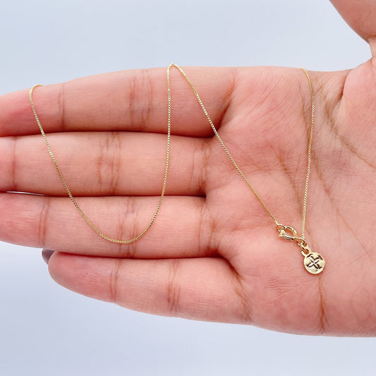 18k Gold Filled Ultra Thin 0.6mm Diamond Cut Box Chain