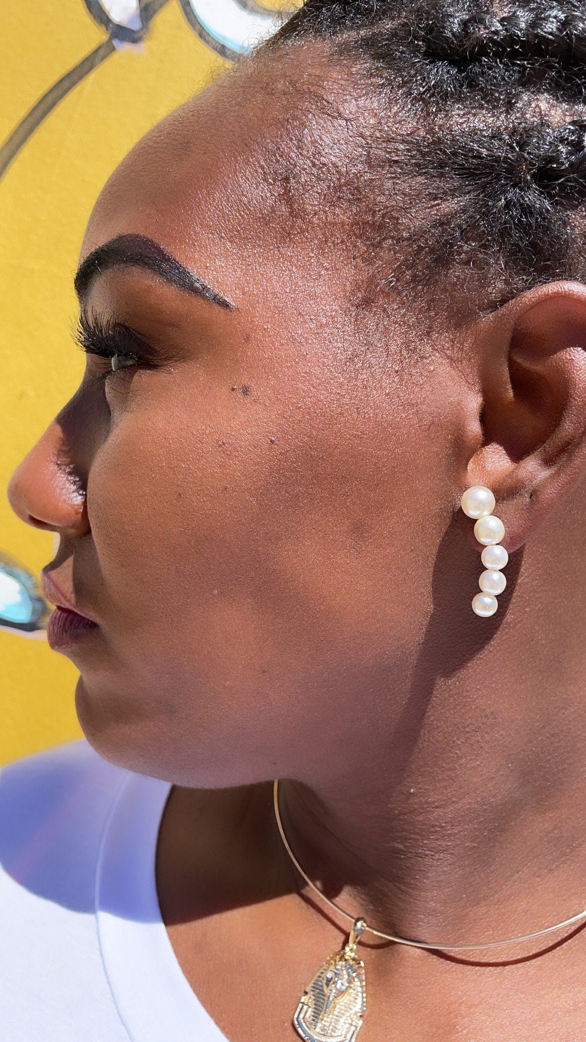 18k Gold Filled 5 Firm Simulated Pearl Earrings