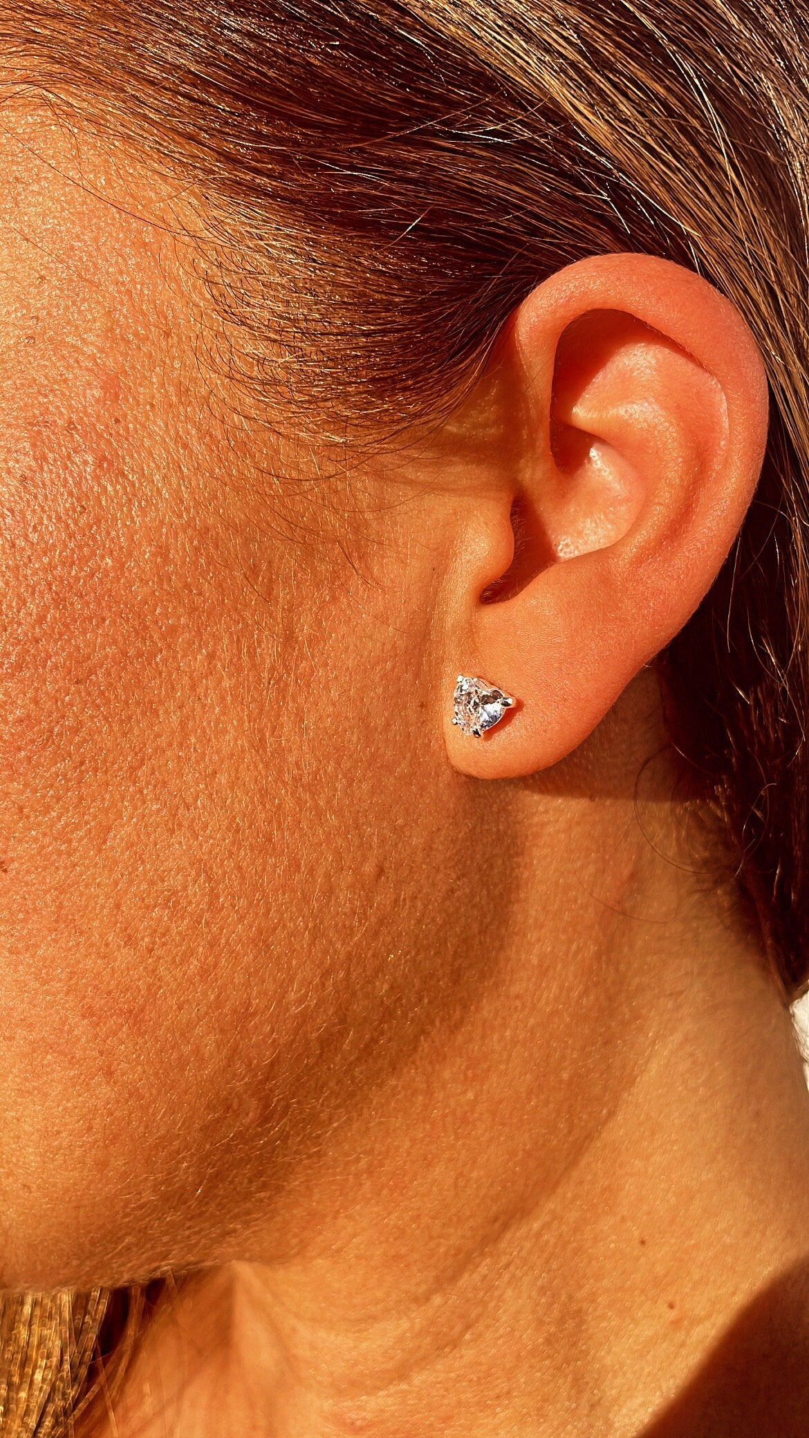 18k Gold Filled Heart cz Stud Earrings