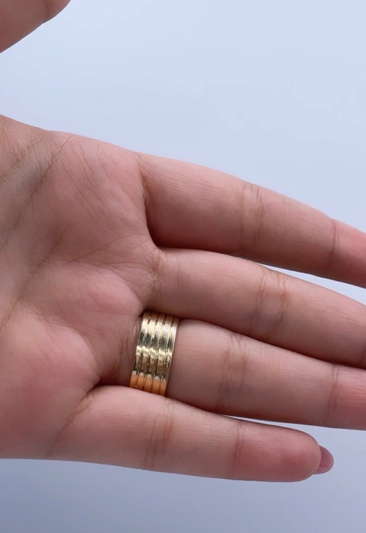 18k Plain Gold Filled Five Rowed Band Ring