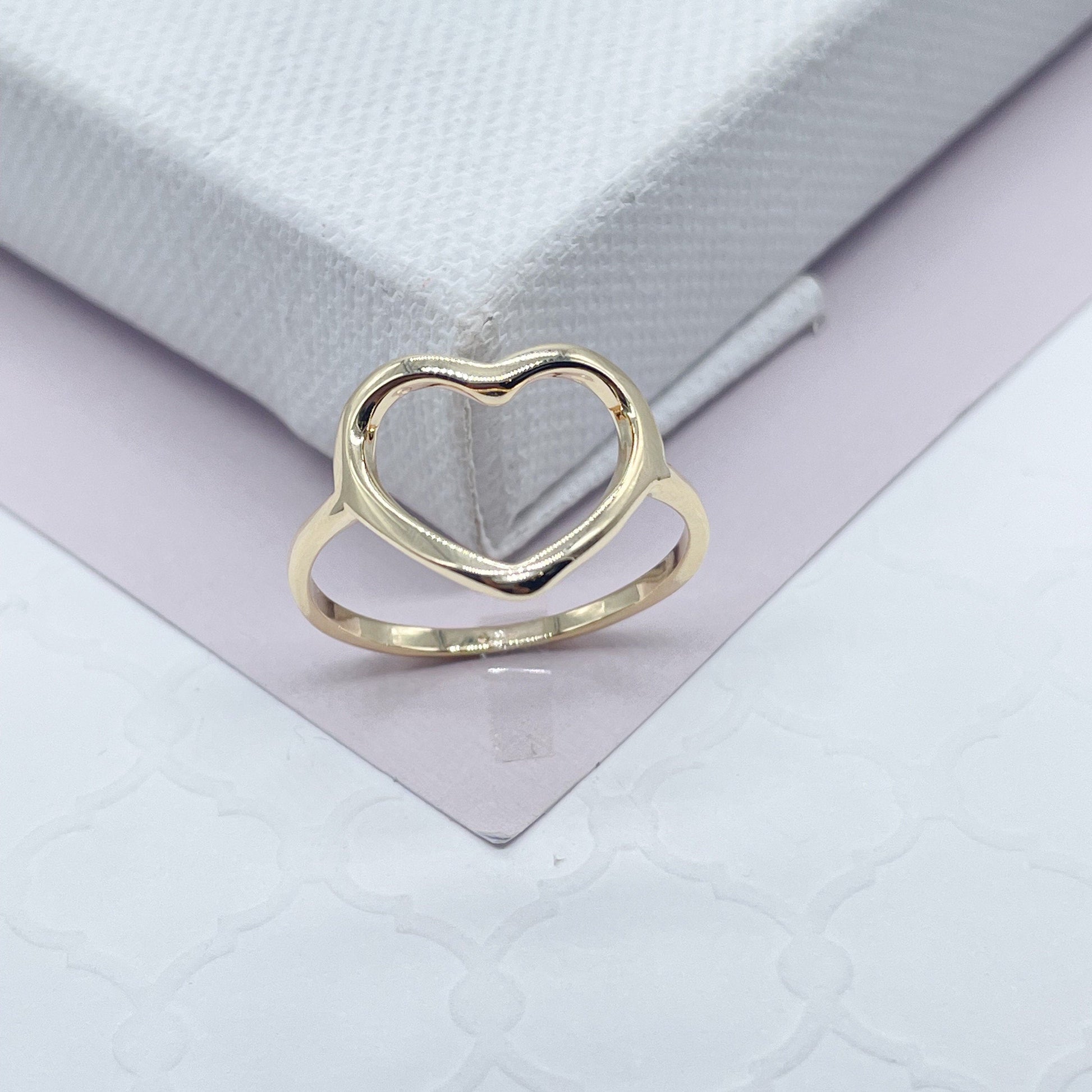 18k Gold Filled Simple Open Gold Heart Ring