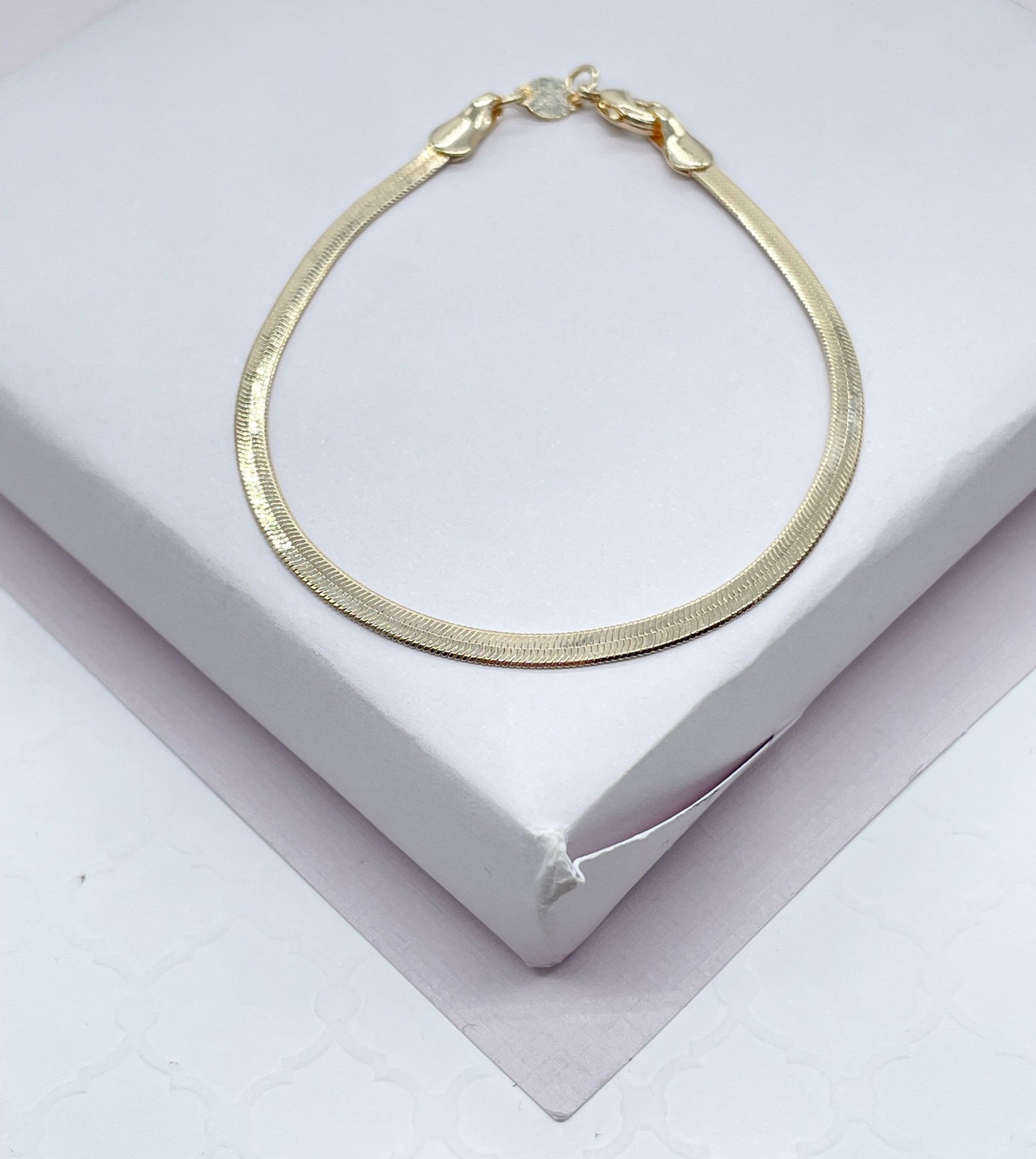 18k Gold Filled Simple Thin 3mm Herringbone Chain