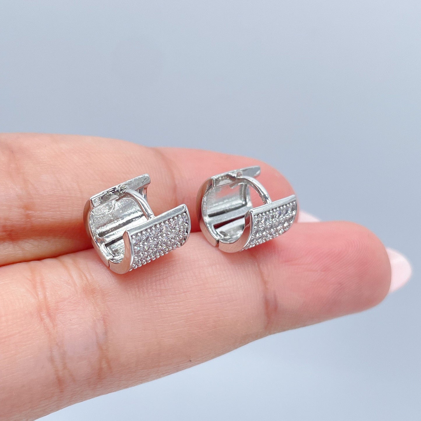 18k Gold Filled Tiny Micro Pave Cubic Zirconia Hoop Earrings