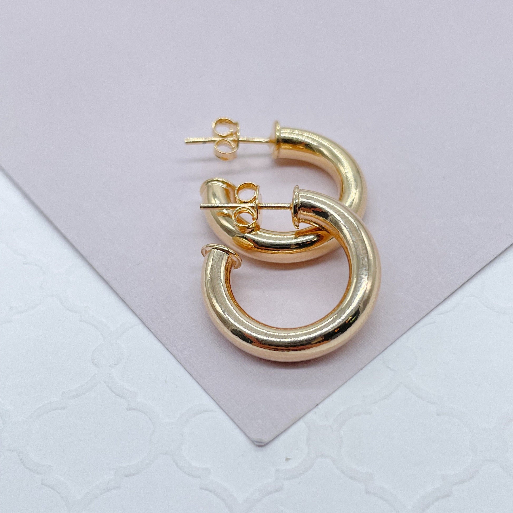 18k Gold Filled 4mm Wide Simple Open Hoop Earrings Available 20mm and 25mm