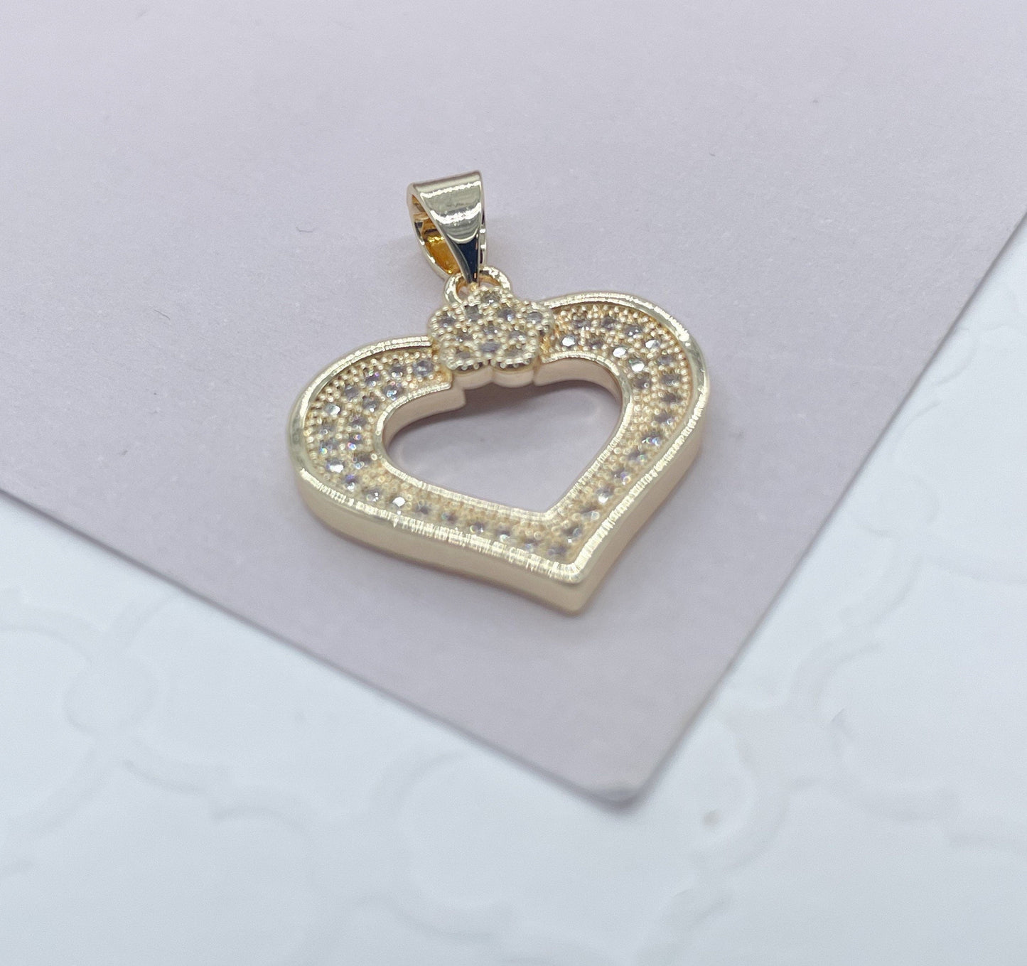 18k Gold Filled Micro Pave Cubic Zirconia Heart Pendant