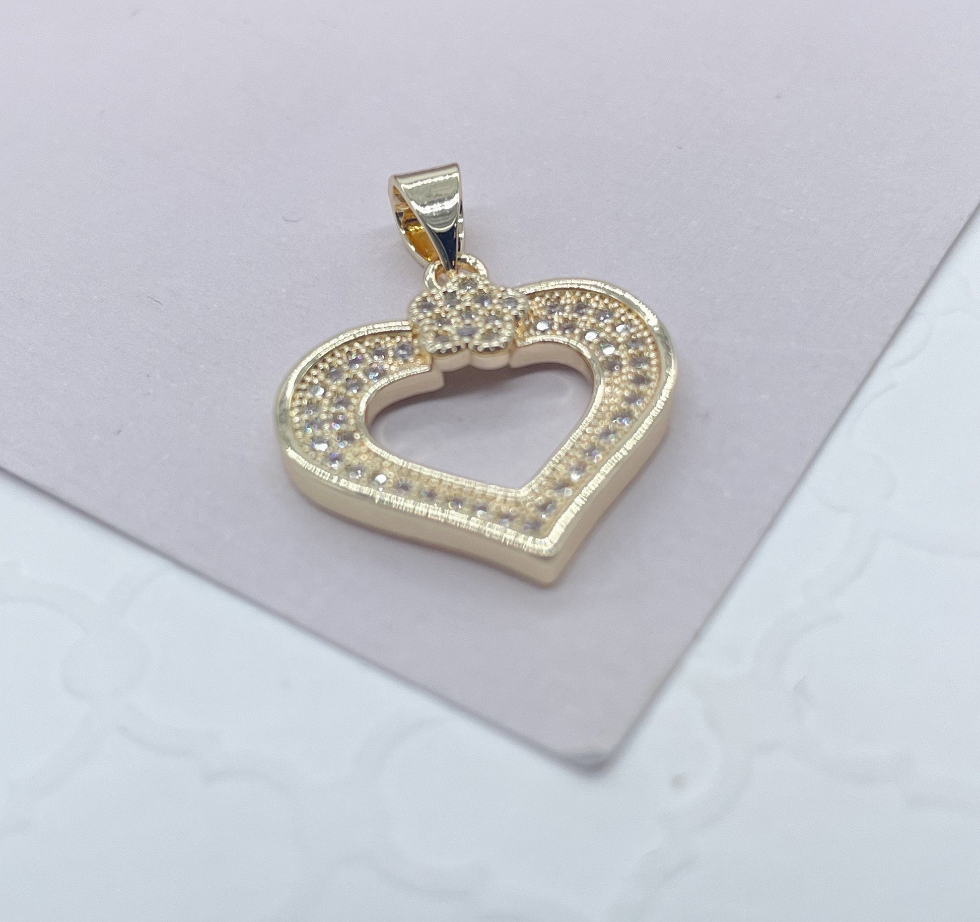 18k Gold Filled Micro Pave Cubic Zirconia Heart Pendant