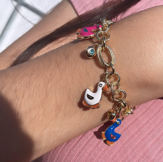 18k gold Filled Colorful Duck Charm Bracelet Wholesale Jewelry