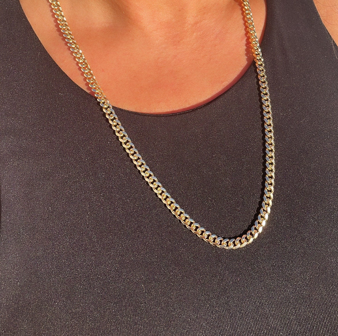 18k Gold Filled 5mm Cuban Link Chain, Wholesale Jewelry Making Supplies