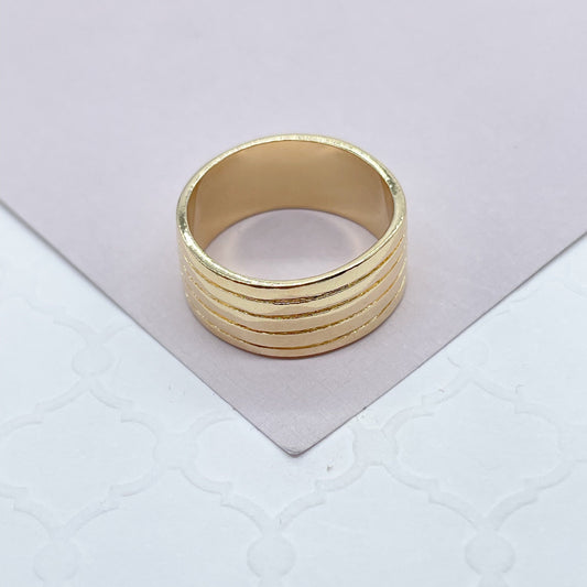 18k Plain Gold Filled Five Rowed Band Ring