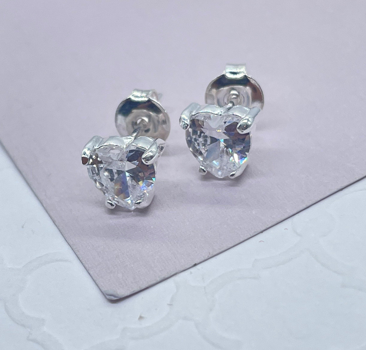18k Gold Filled Heart cz Stud Earrings