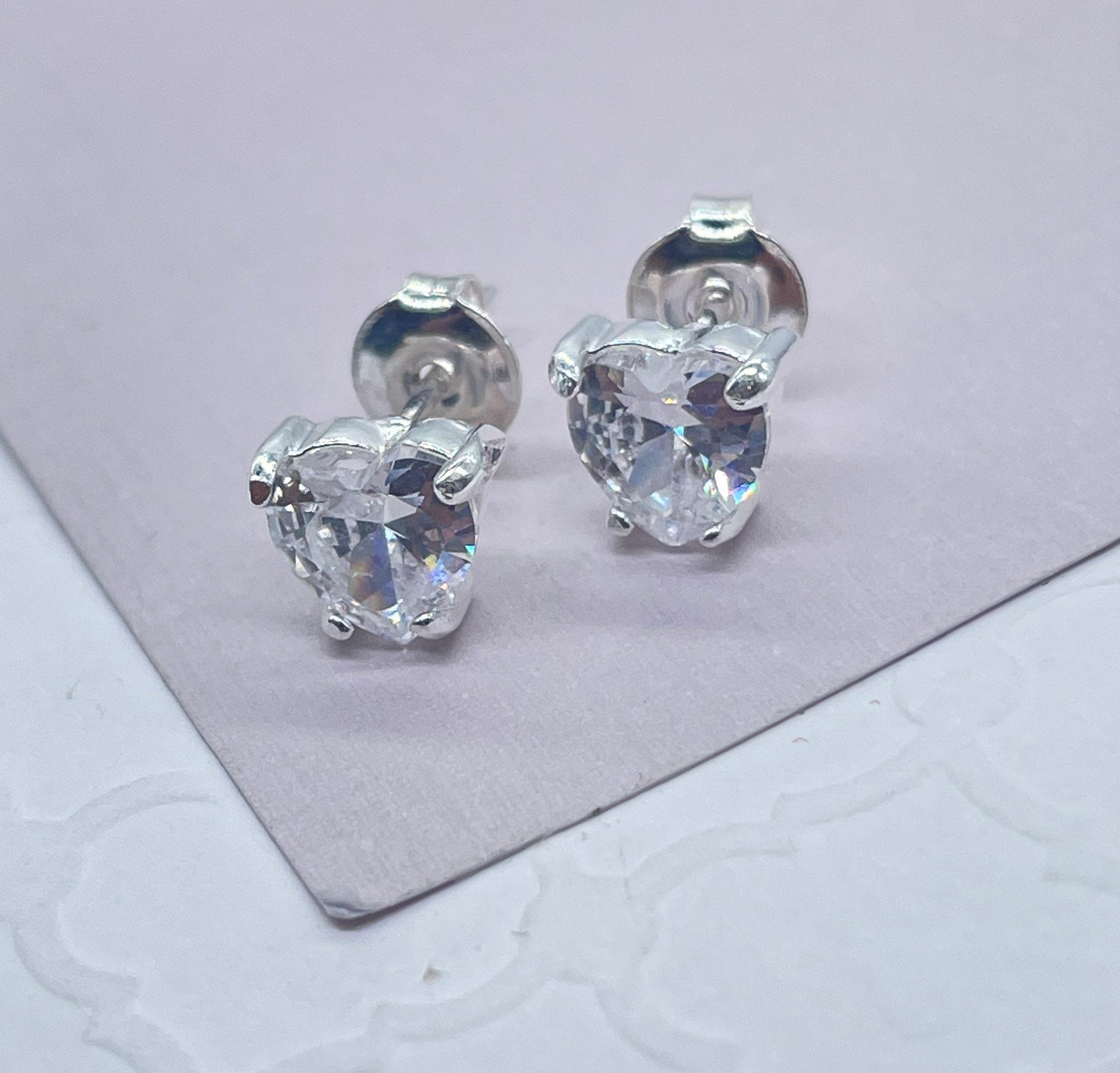 18k Gold Filled Heart cz Stud Earrings