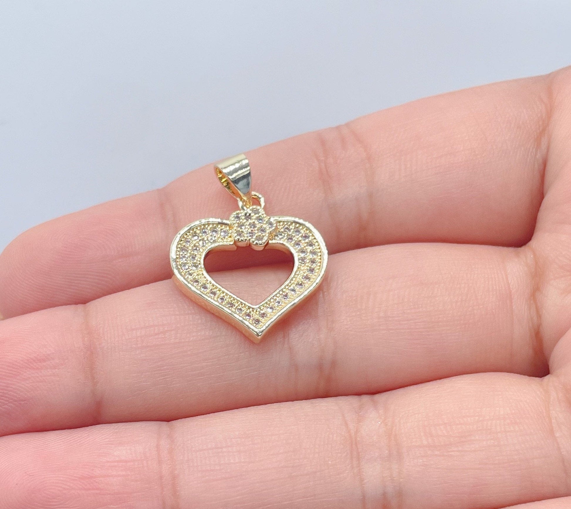 18k Gold Filled Micro Pave Cubic Zirconia Heart Pendant