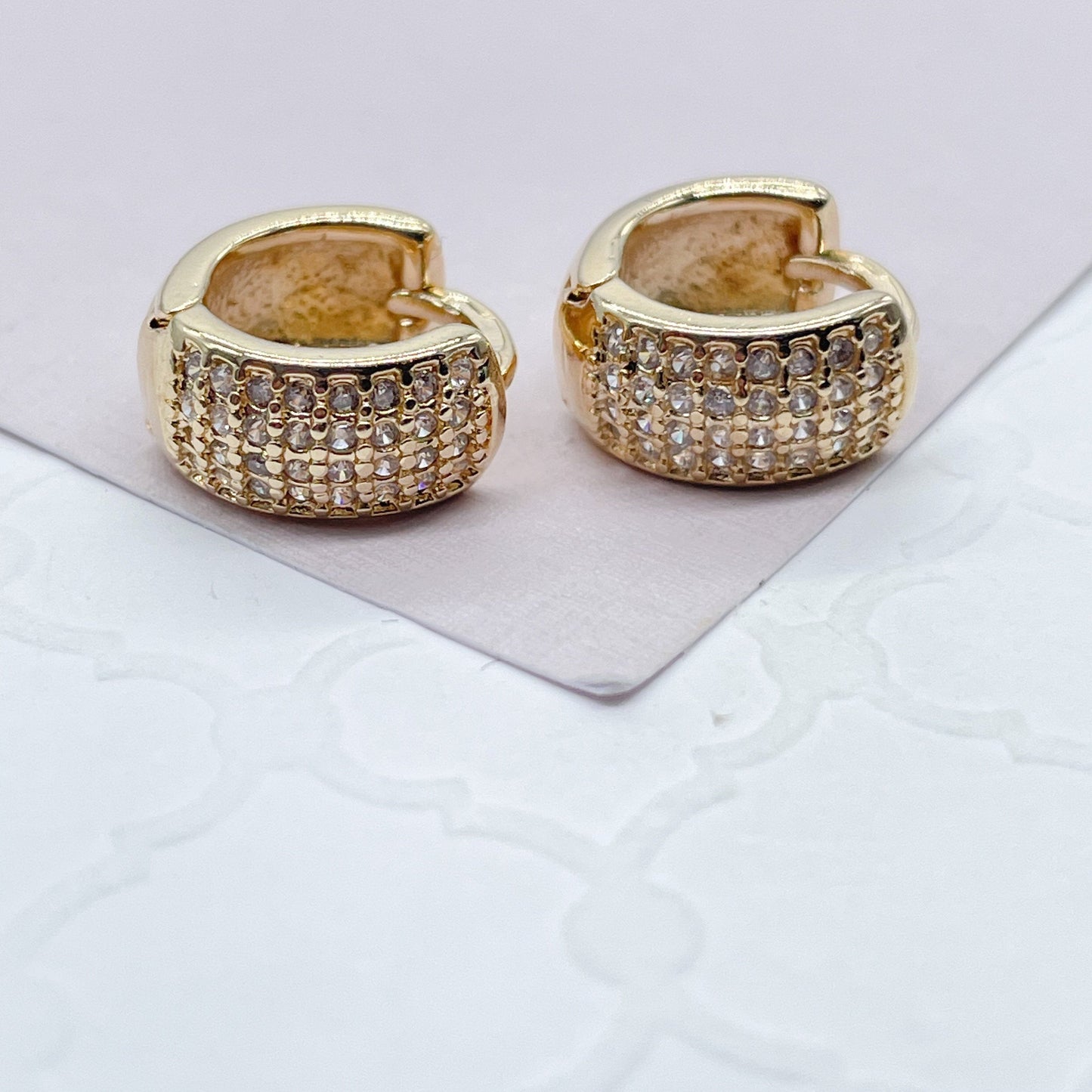 18k Gold Filled Extra Small Pave Cubic Zirconia Hoop Earrings