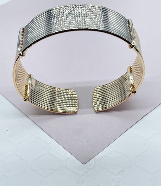 18k Gold Filled Thin 3 Tone Layered Bangles Wholesale Jewelry