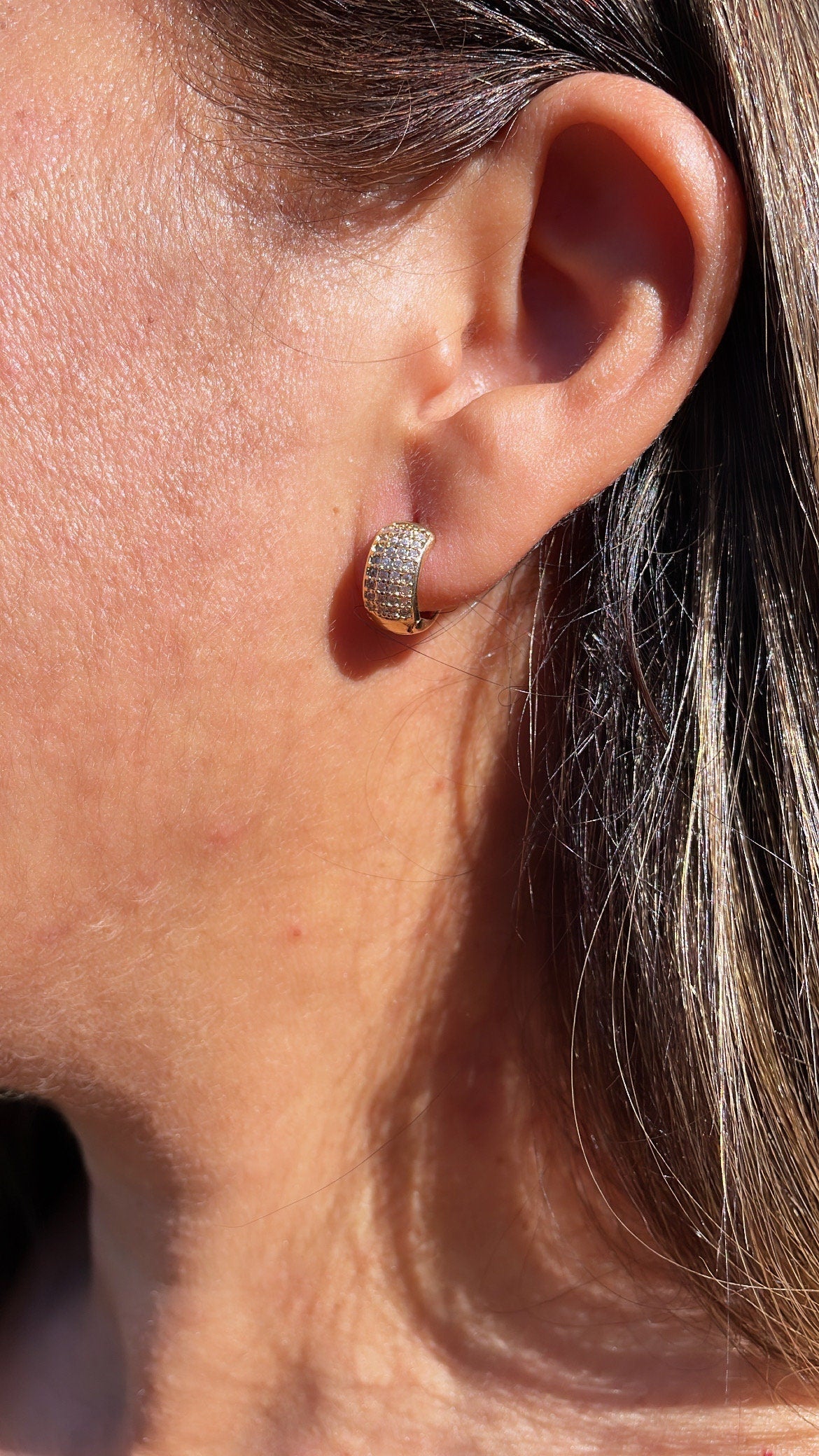 18k Gold Filled Extra Small Pave Cubic Zirconia Hoop Earrings