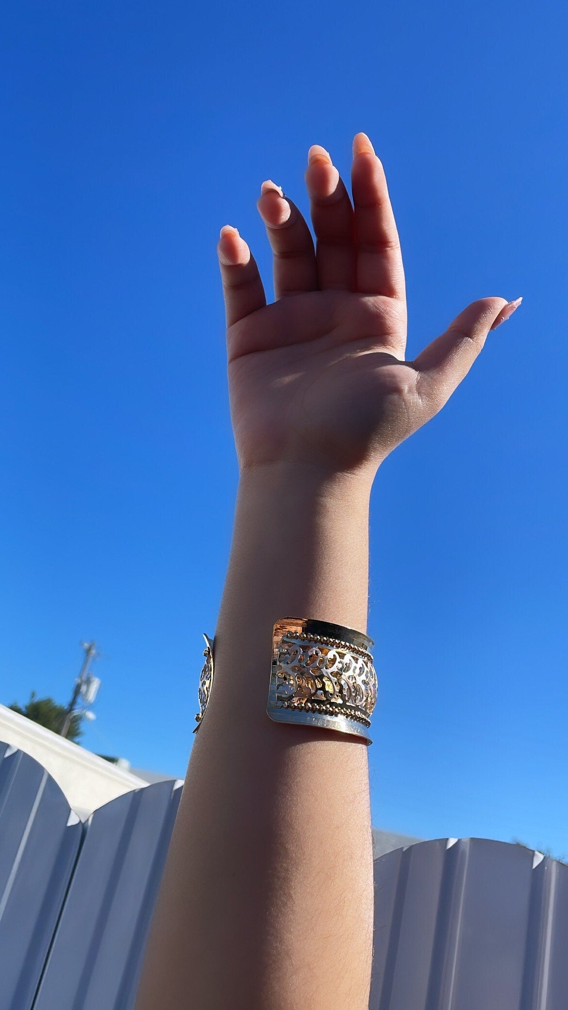 18k Gold Filled Chunky Carved Hand Painted Layer Bangle Wholesale Jewelry