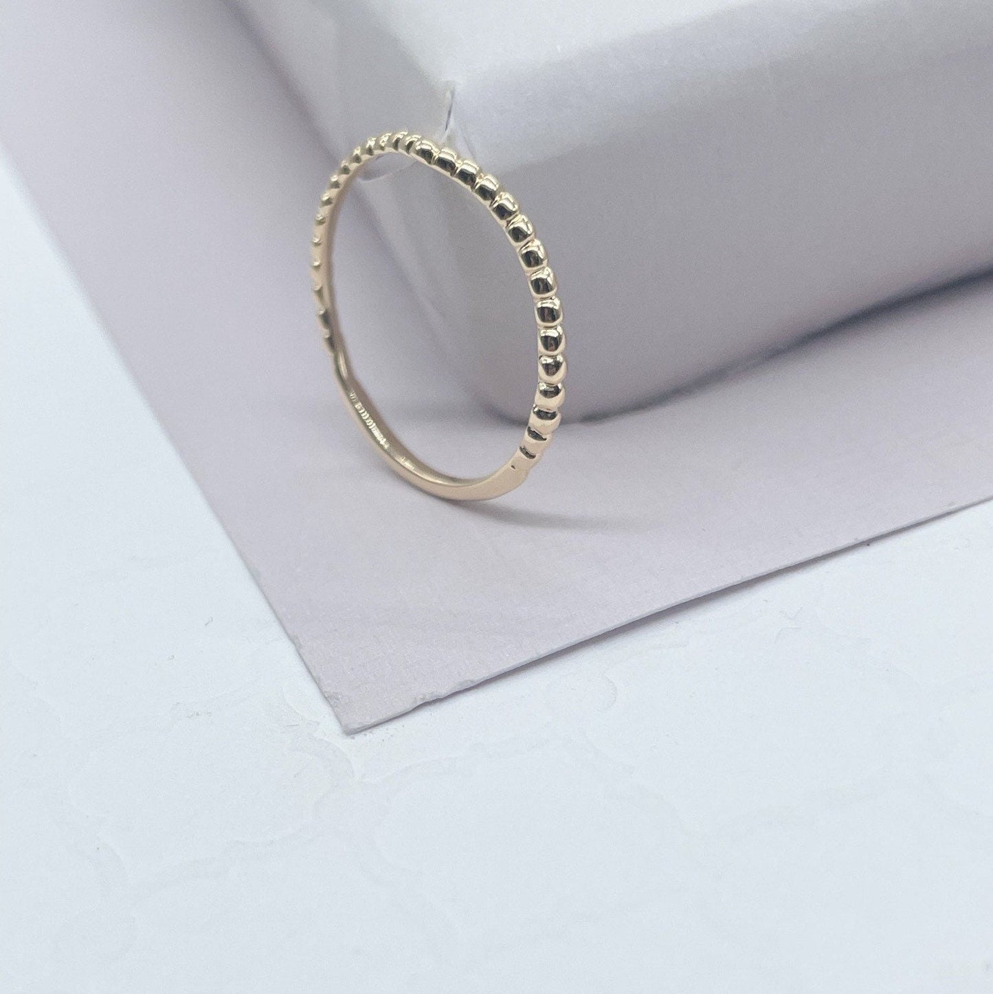 18k Gold Filled Minimalistic Beaded Gold Stackable Ring