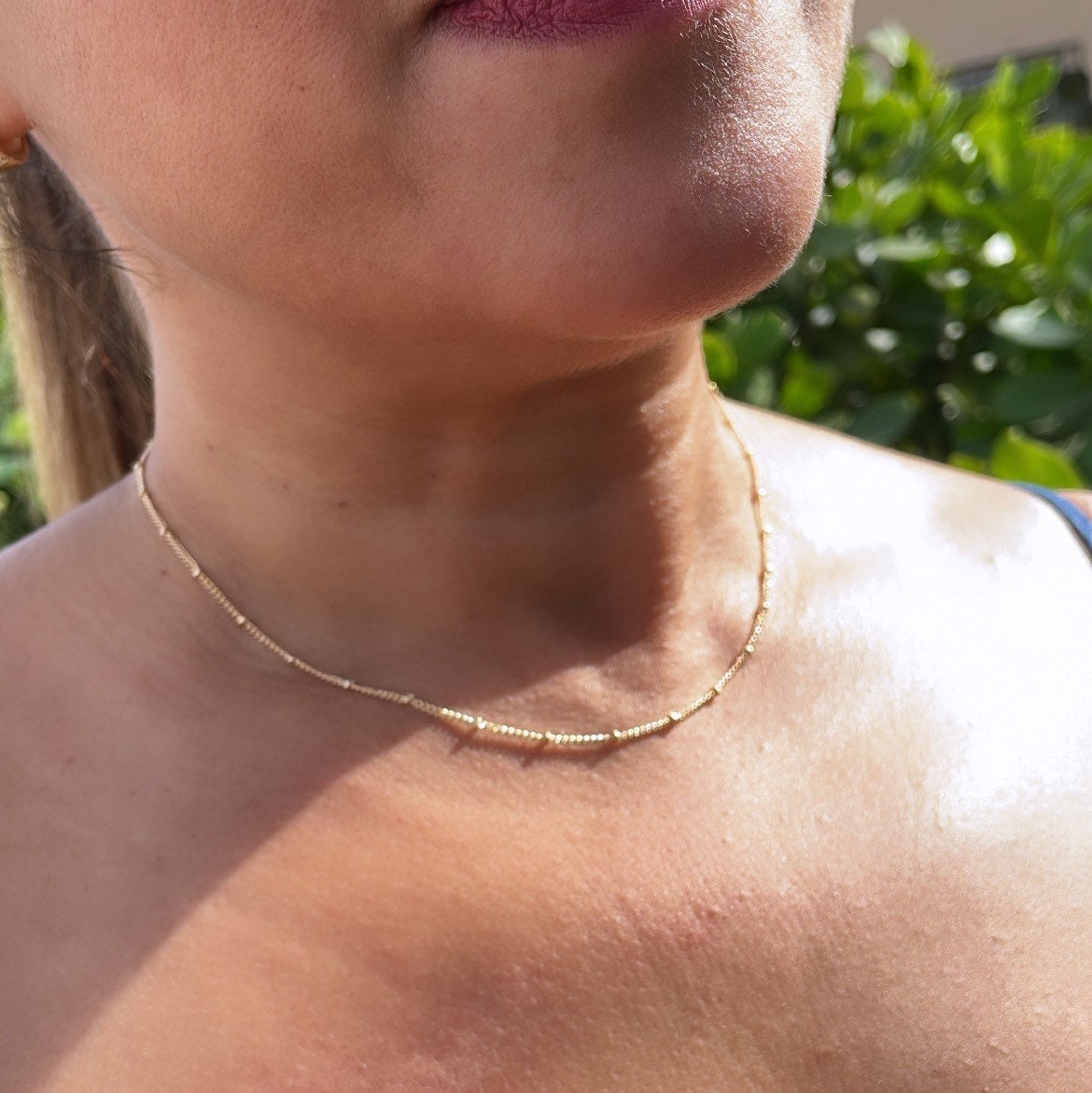 18k Gold Filled 1mm Satellite Chain Featuring Curb Link Style