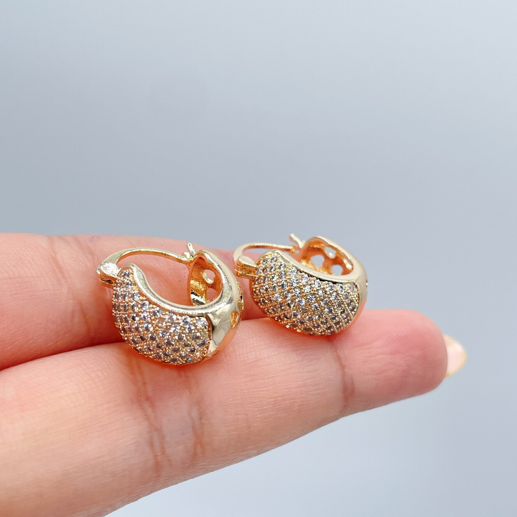 18k Gold Filled Micro Pave Cubic Zirconia 9mm Hoop