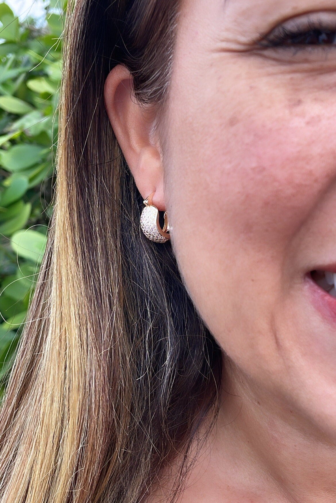 18k Gold Filled Micro Pave Cubic Zirconia 9mm Hoop