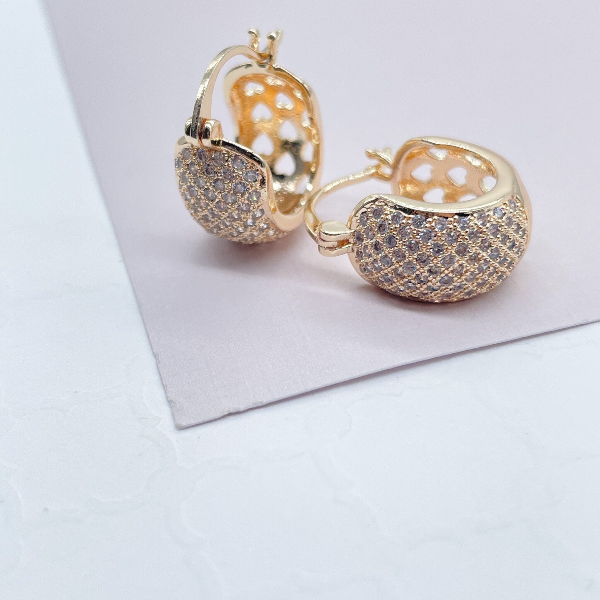 18k Gold Filled Micro Pave Cubic Zirconia 9mm Hoop