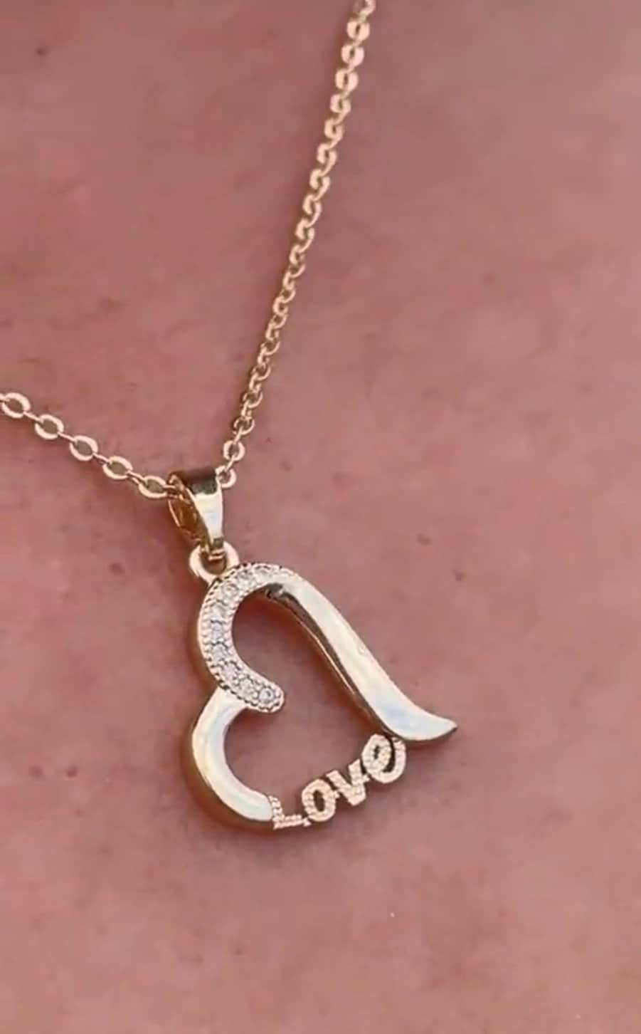 18k Gold Filled Heart written Love Charm