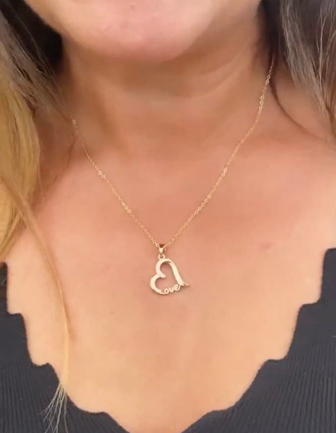 18k Gold Filled Heart written Love Charm