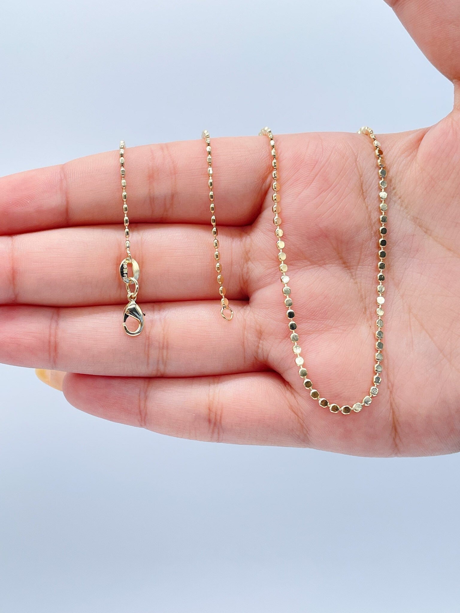 18k Gold Filled Flat Beaded Necklace