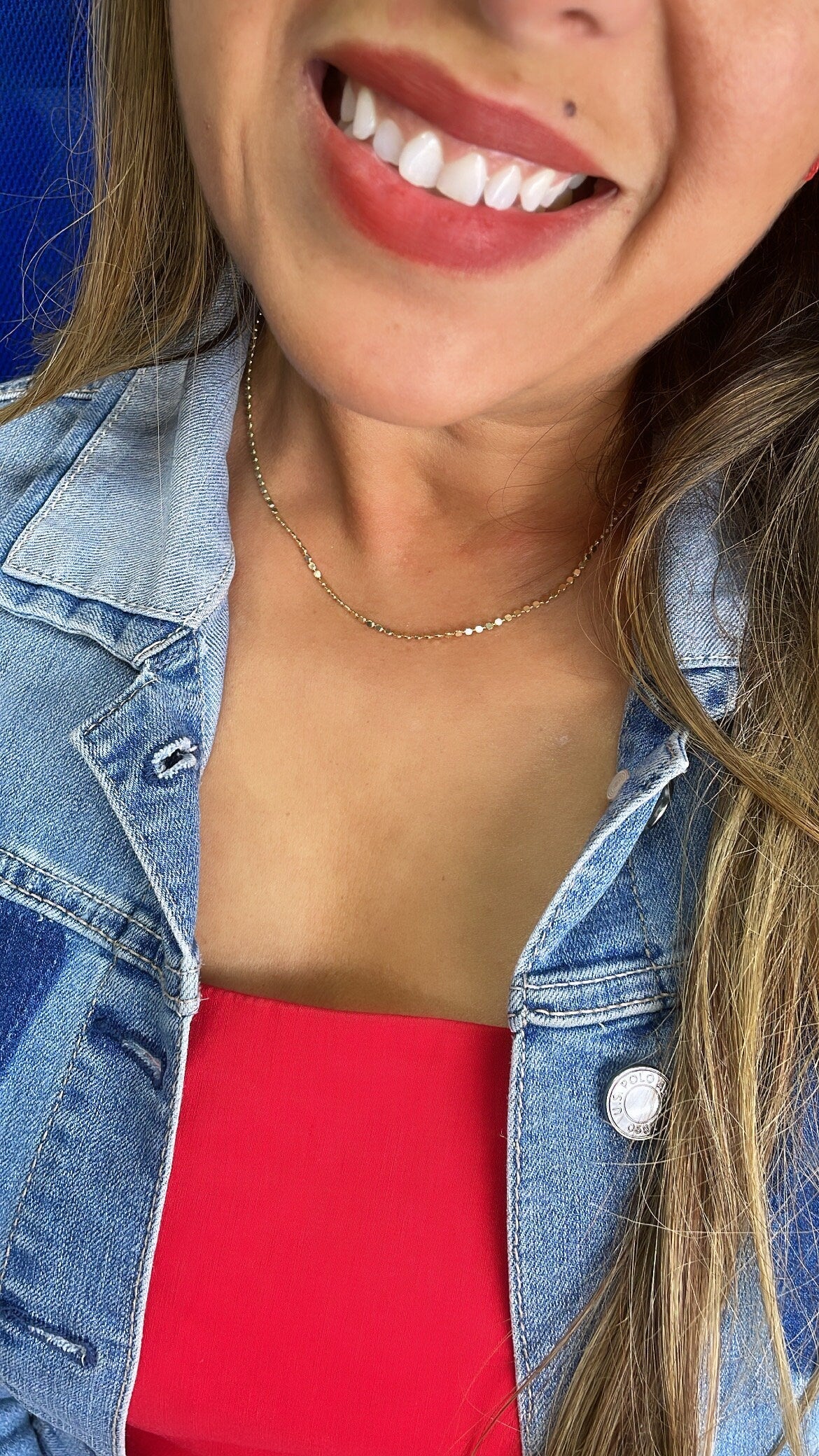 18k Gold Filled Flat Beaded Necklace