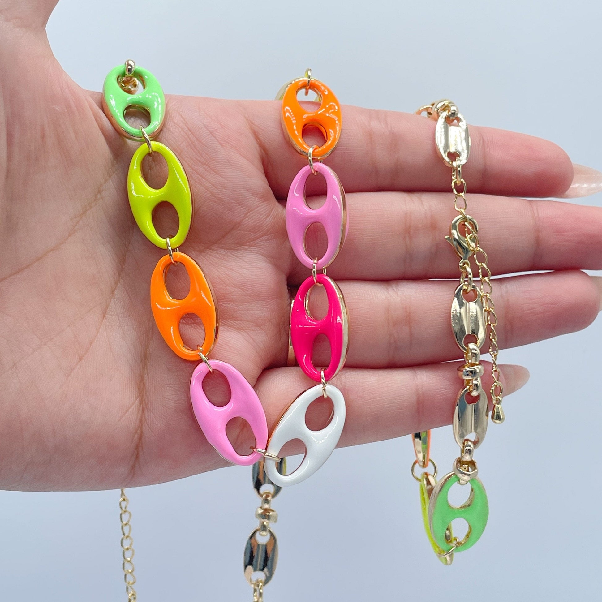 18k Gold Filled XXL Thick Colorful Mariner Link Set