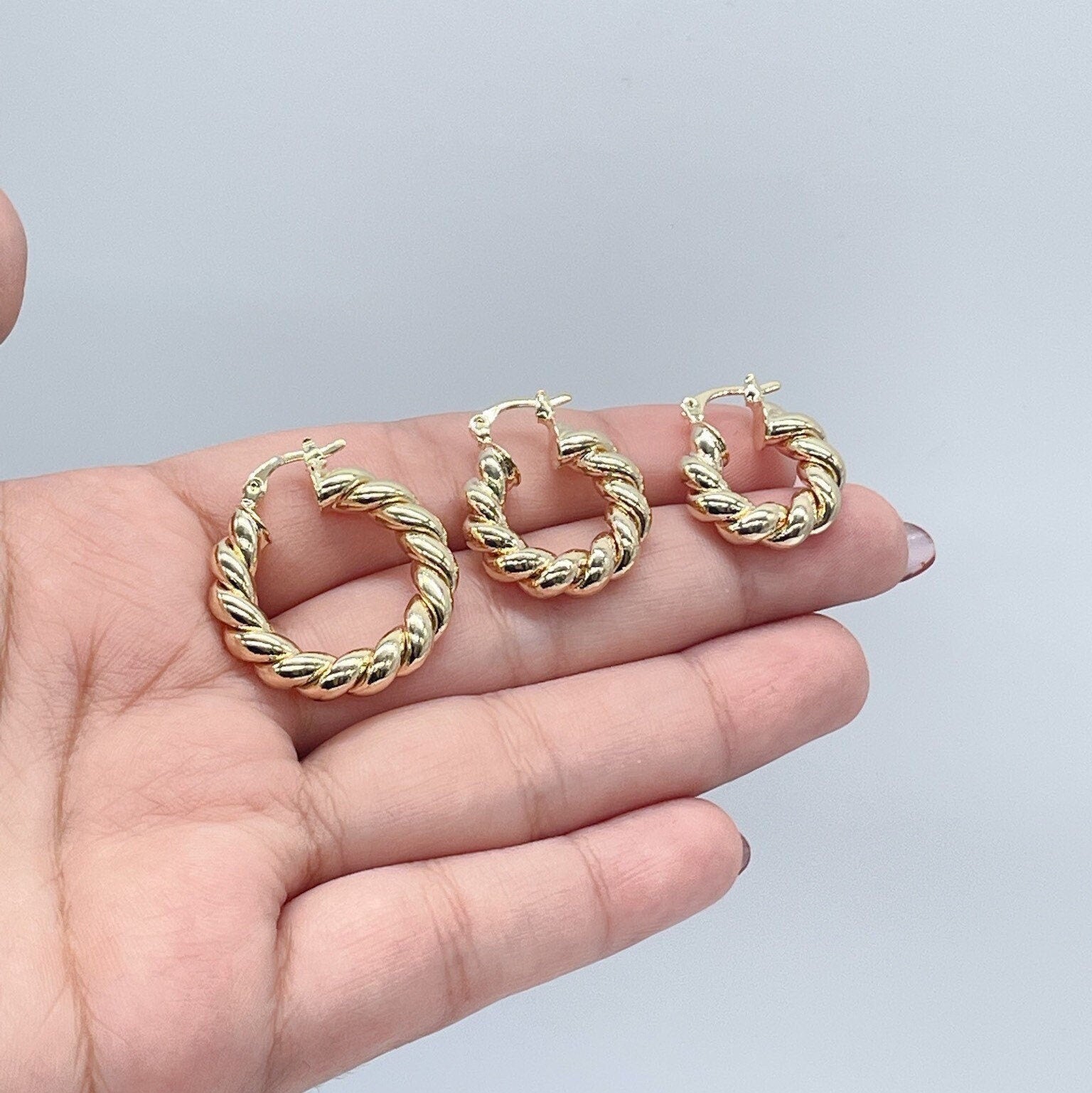 18k Gold Filled Twisted Croissant Hoop Earrings