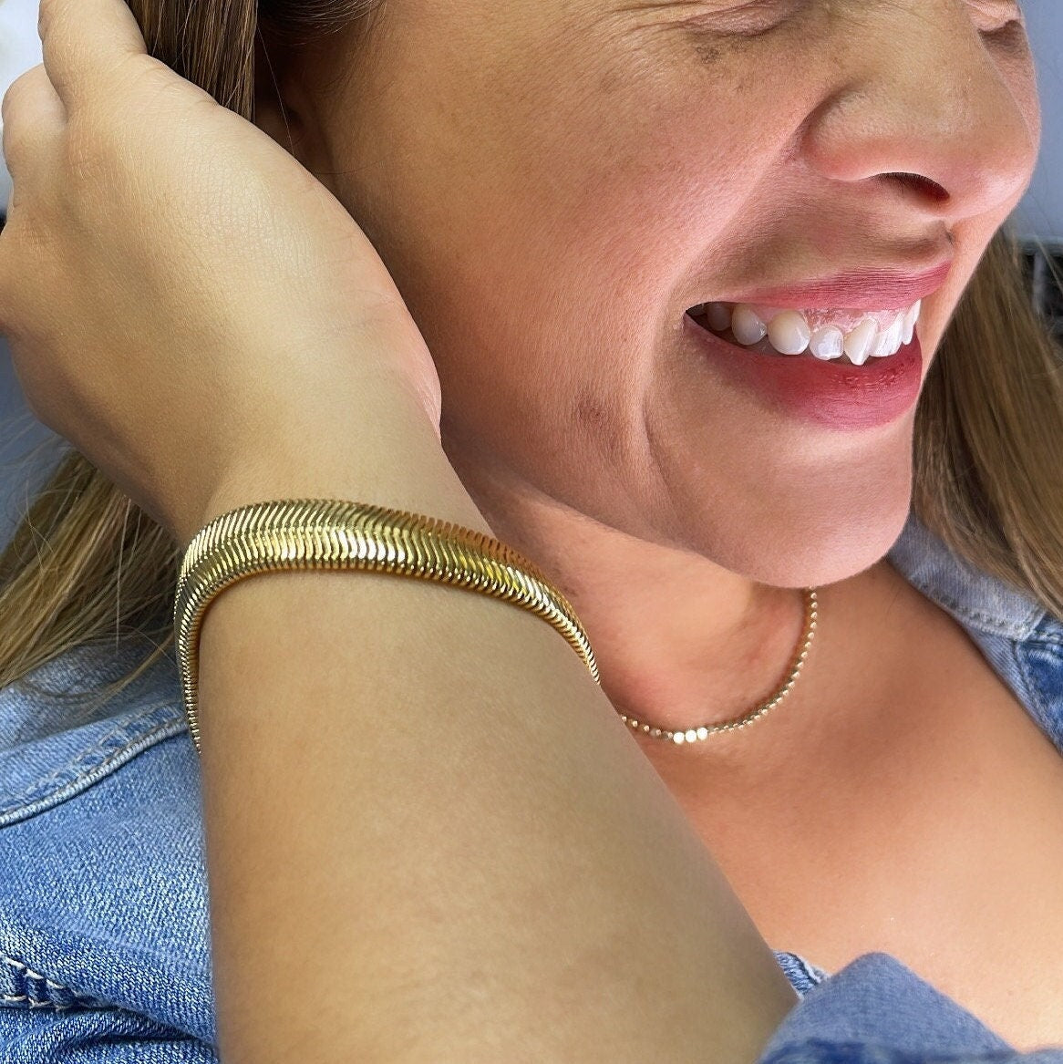 18k Gold Filled Thick Soft Snake Style Bracelet