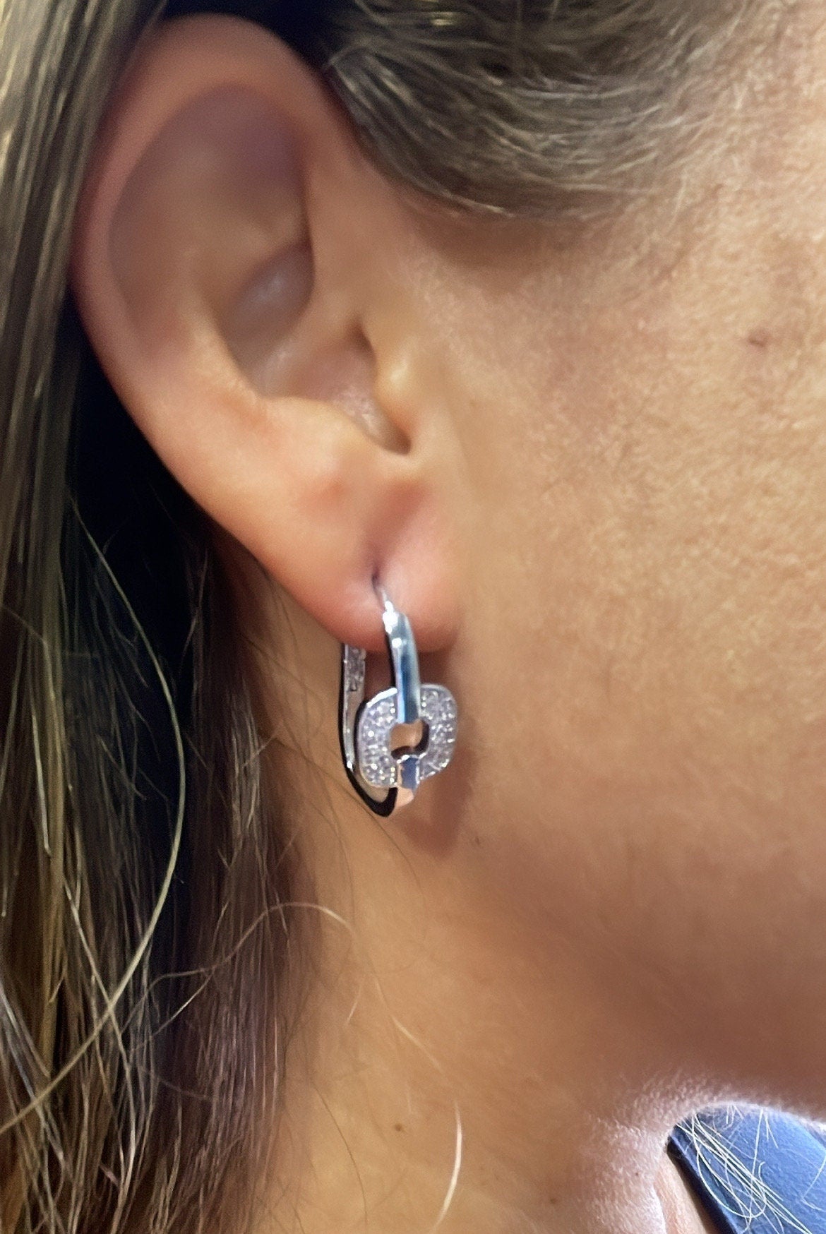 18k Gold Filled Zircon Single Link Earring