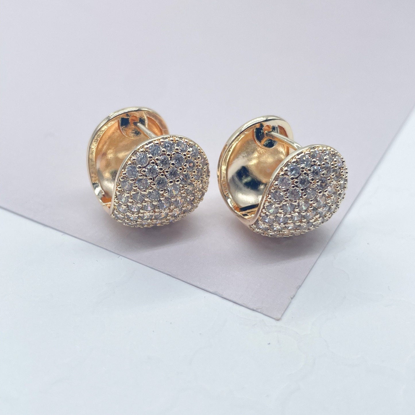 18k Gold Filled 13mm Chubby Pave Clicker Hoop