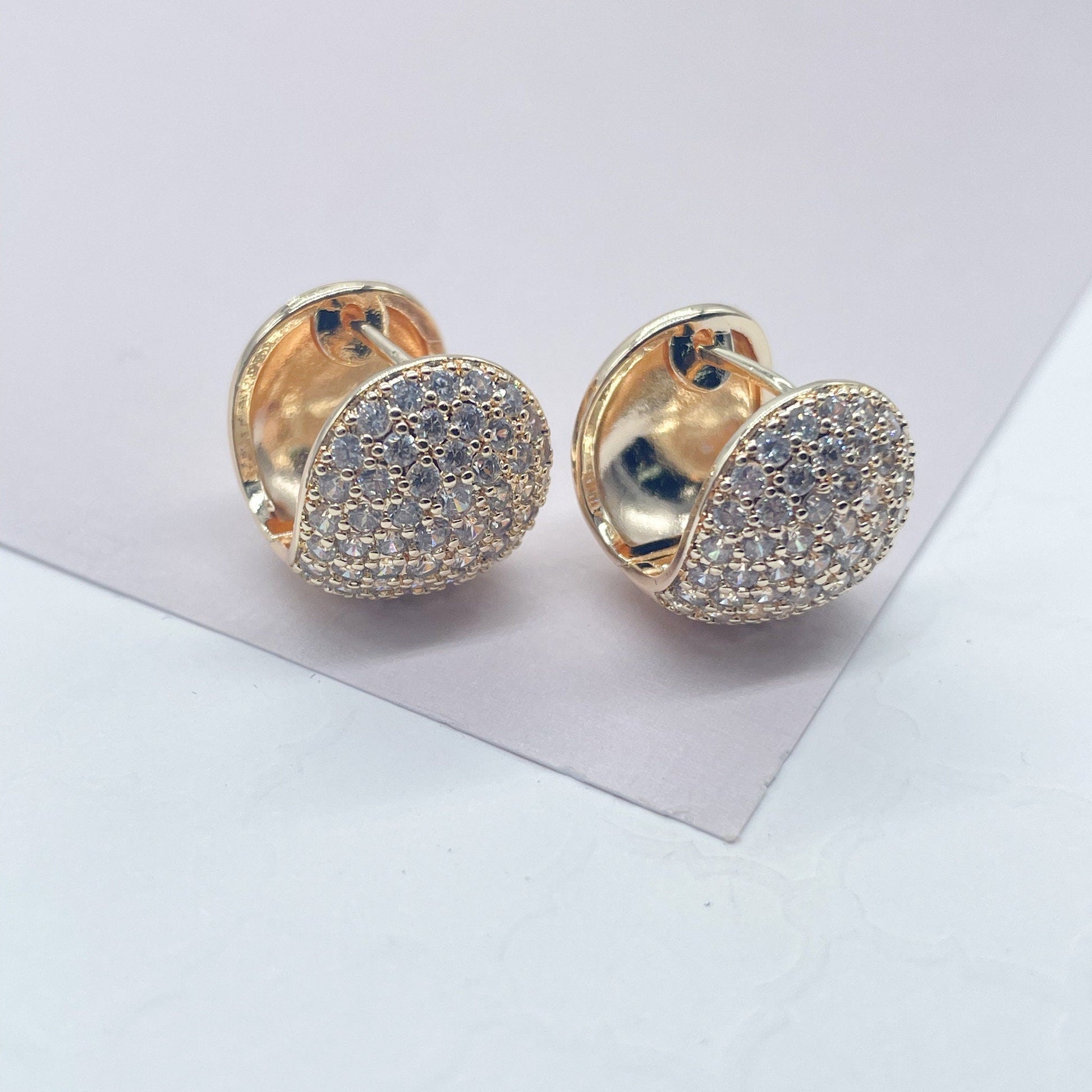 18k Gold Filled 13mm Chubby Pave Clicker Hoop