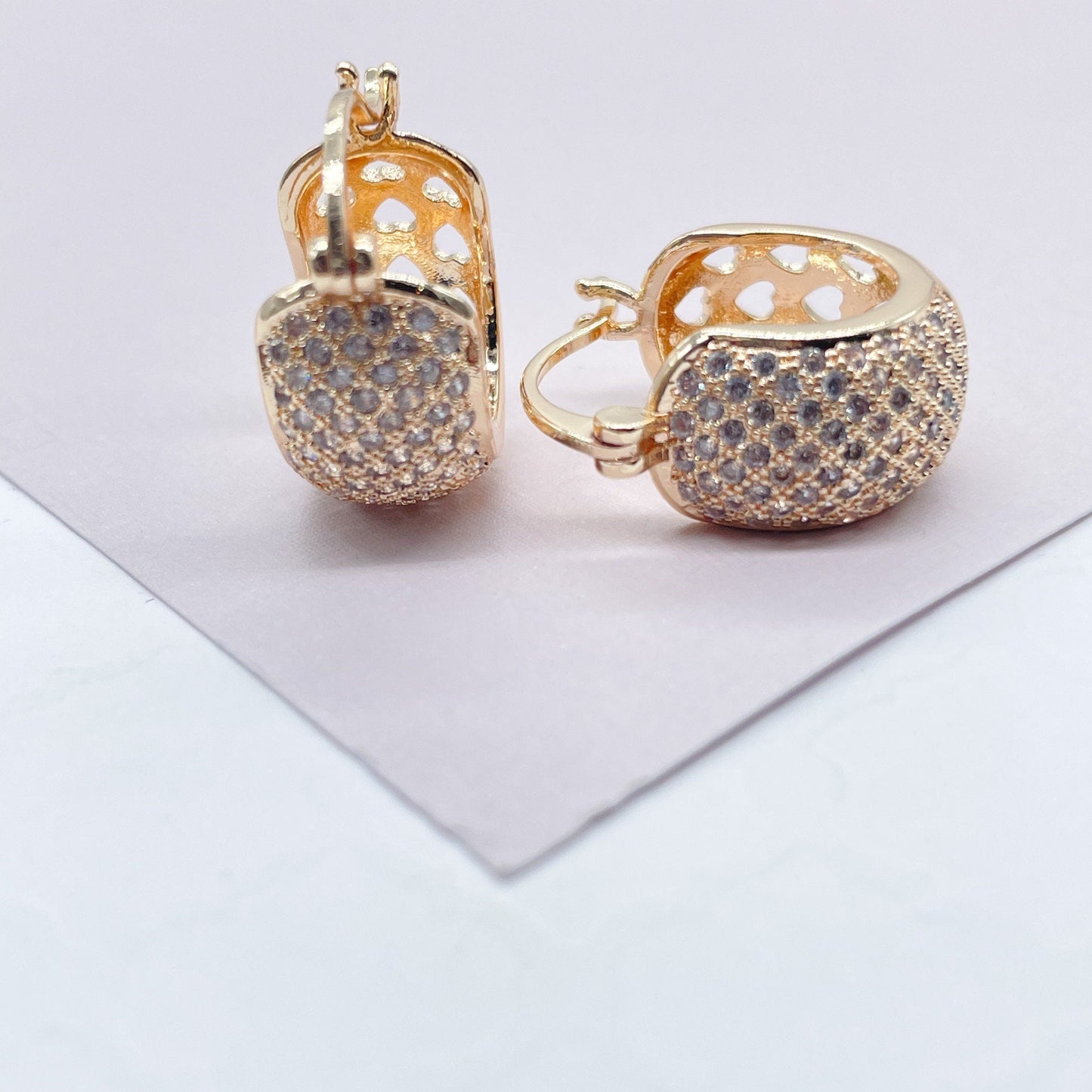 18k Gold Filled Micro Pave Cubic Zirconia 9mm Hoop