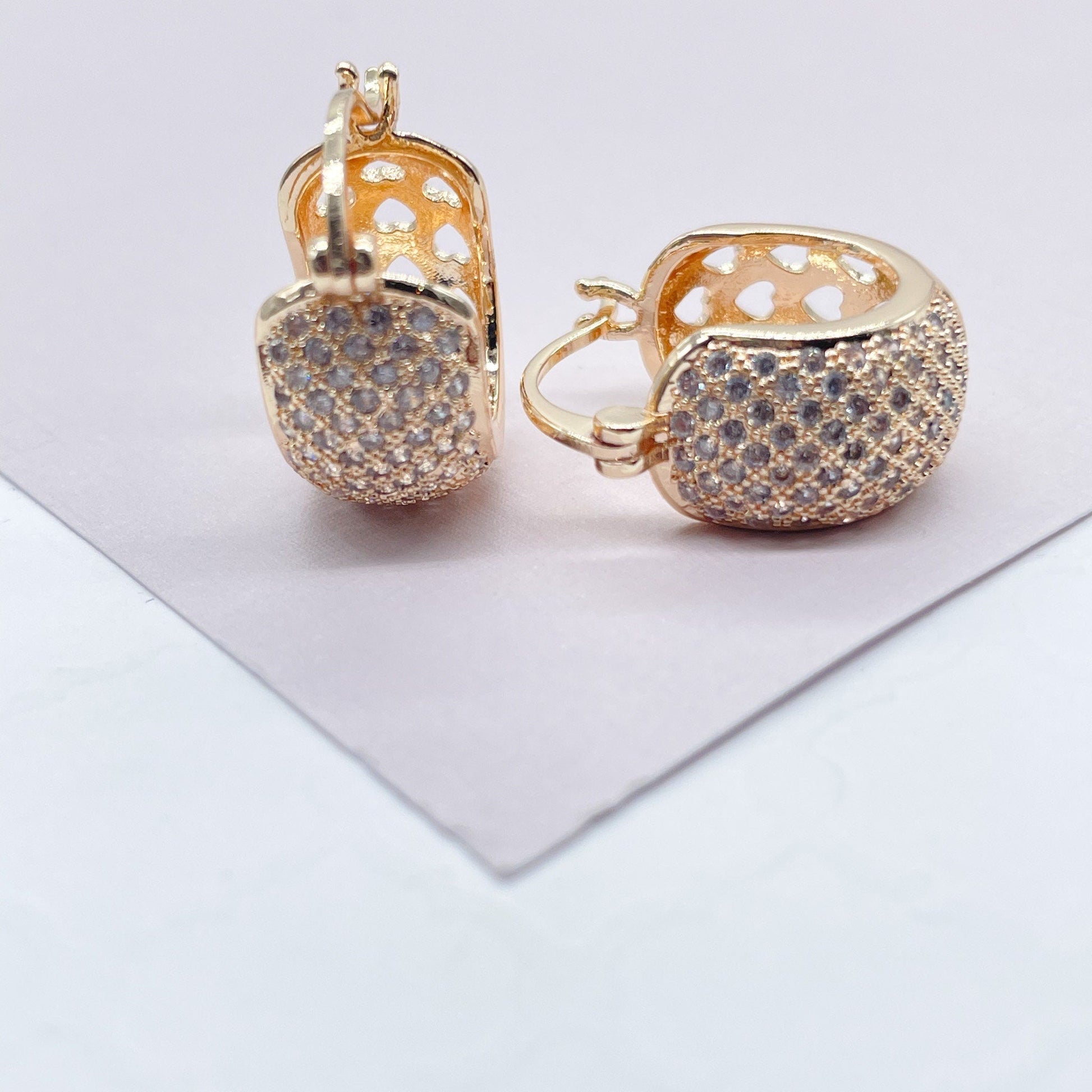 18k Gold Filled Micro Pave Cubic Zirconia 9mm Hoop