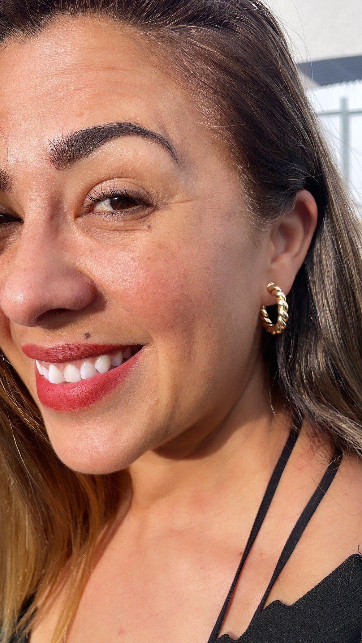 18k Gold Filled Twisted Gold Hoop Earrings