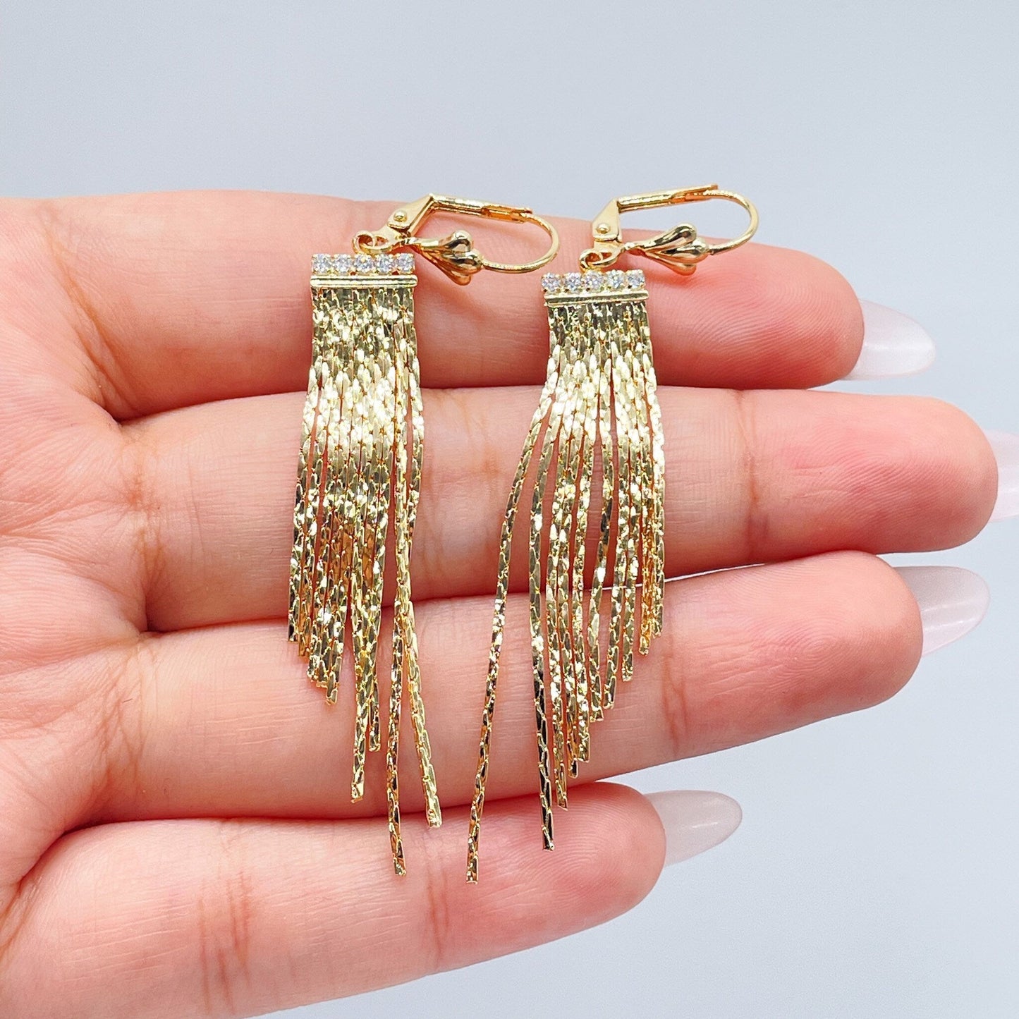 18k Gold Filled Long Fringe Dangling EarringsWholesale Jewelry Supplies