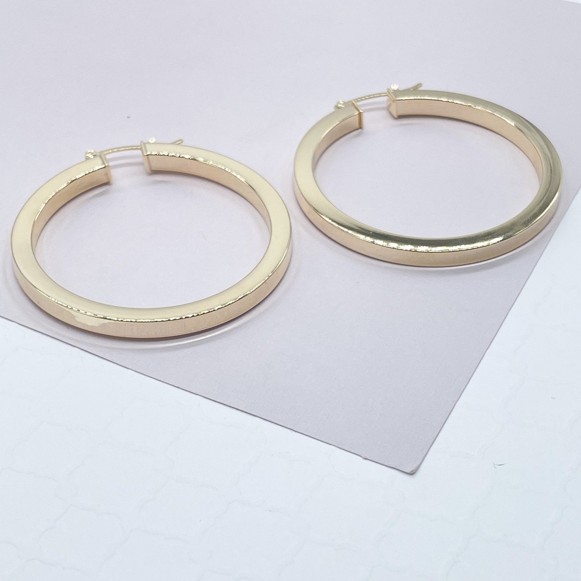 18k Gold Filled Large Sharpe Edged Plain Hoop EarringsWholesale Jewelry Supplies