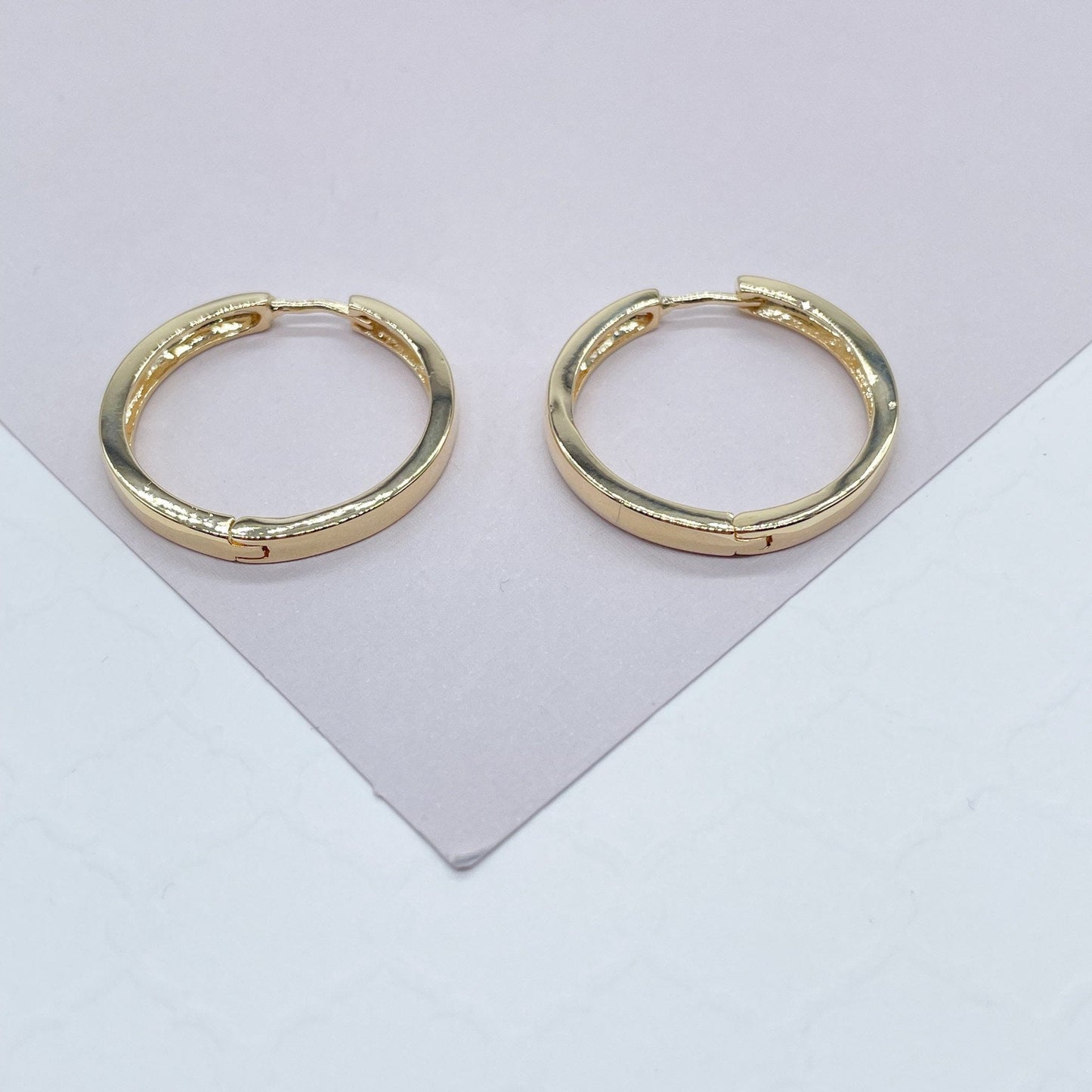 18k Gold Filled Medium Sharpe Edged Plain Hoop EarringsWholesale Jewelry Supplies