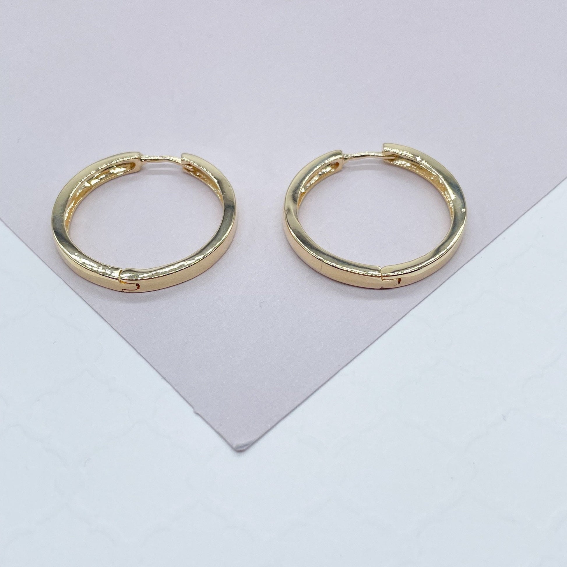 18k Gold Filled Medium Sharpe Edged Plain Hoop EarringsWholesale Jewelry Supplies