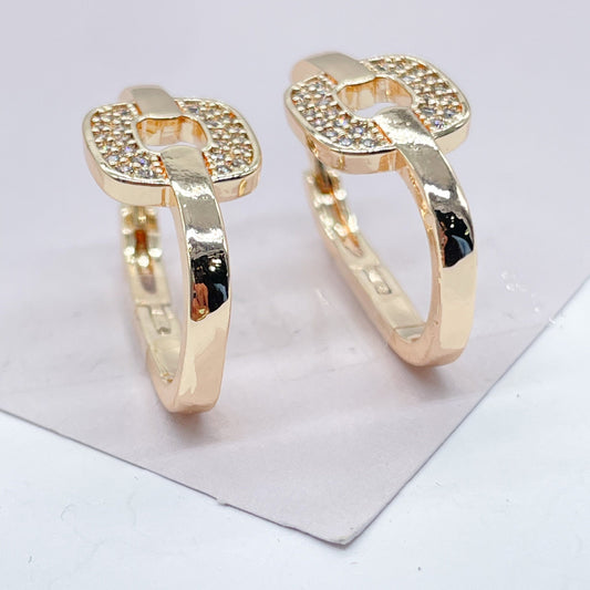 18k Gold Filled Zircon Single Link Earring