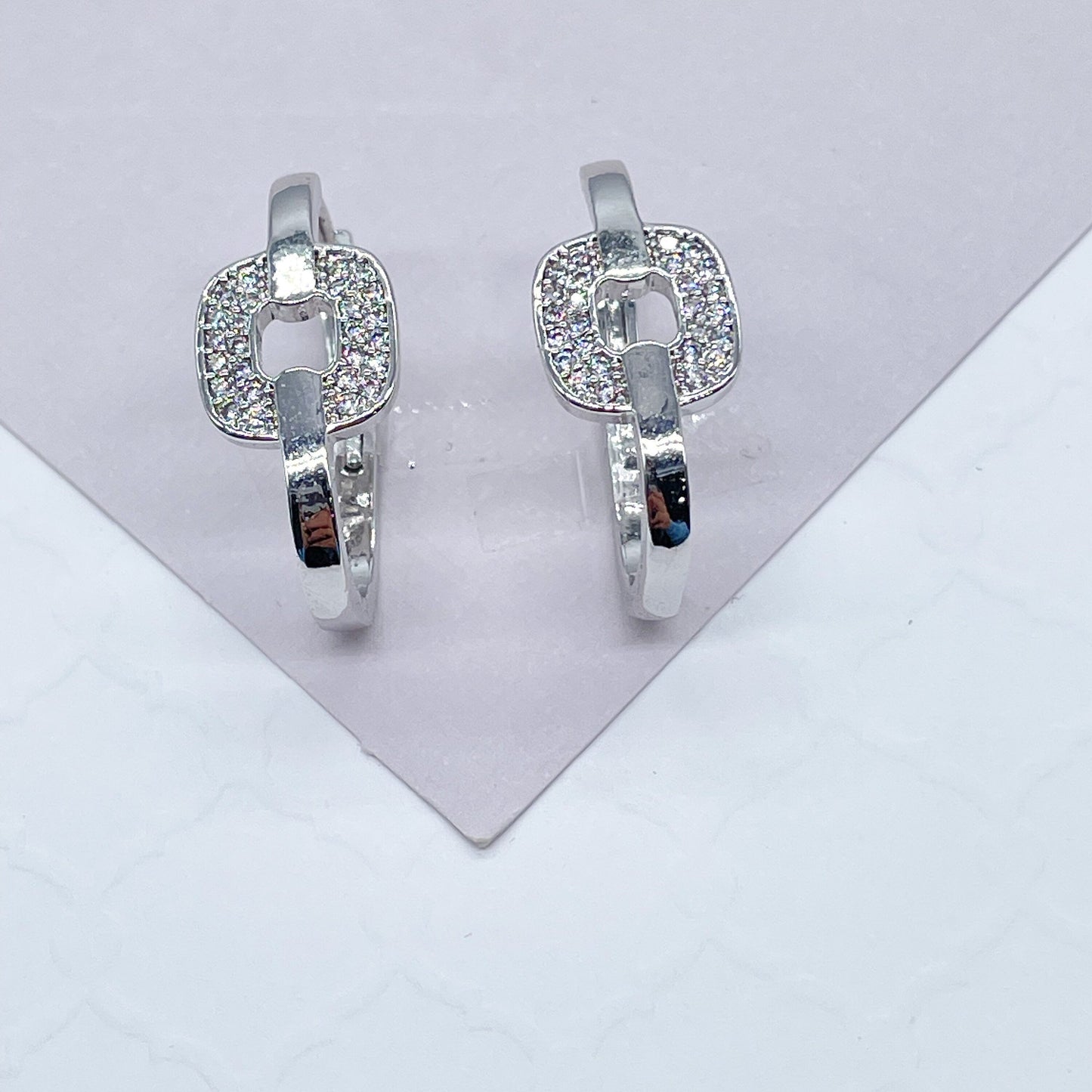18k Gold Filled Zircon Single Link Earring