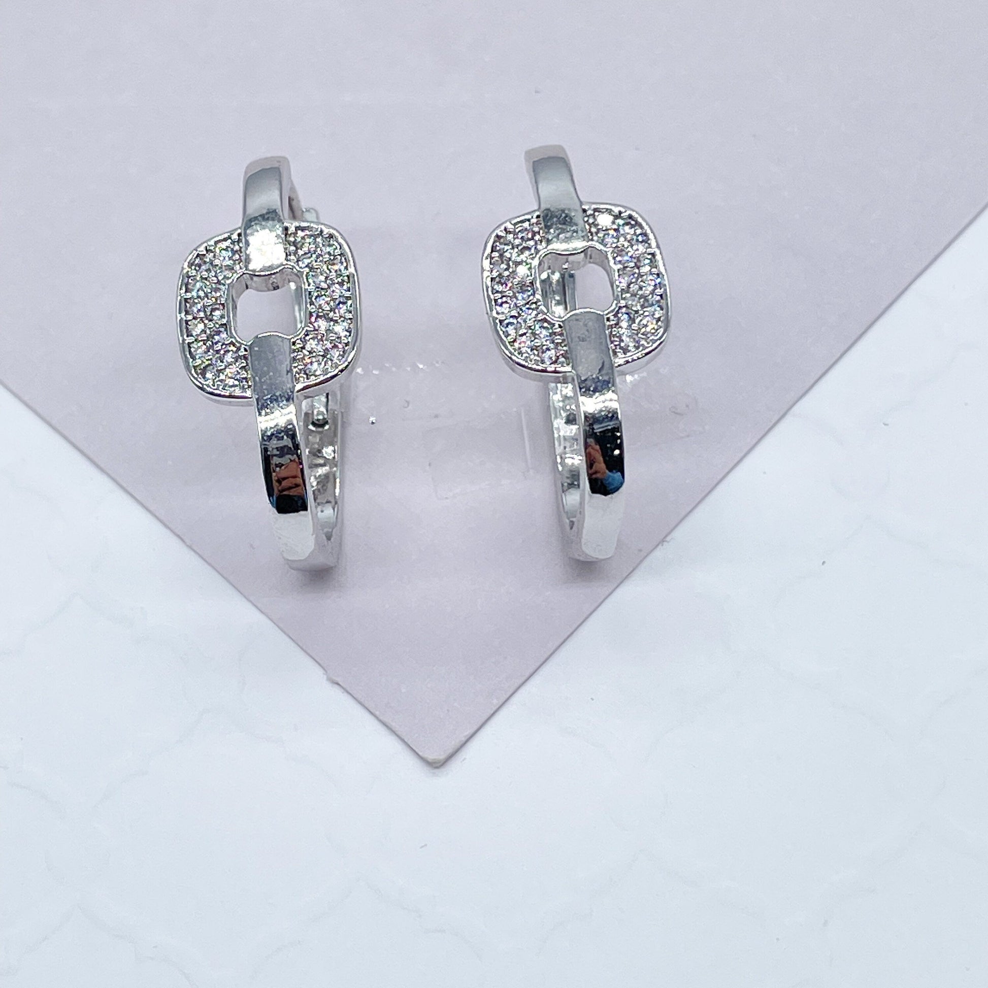 18k Gold Filled Zircon Single Link Earring