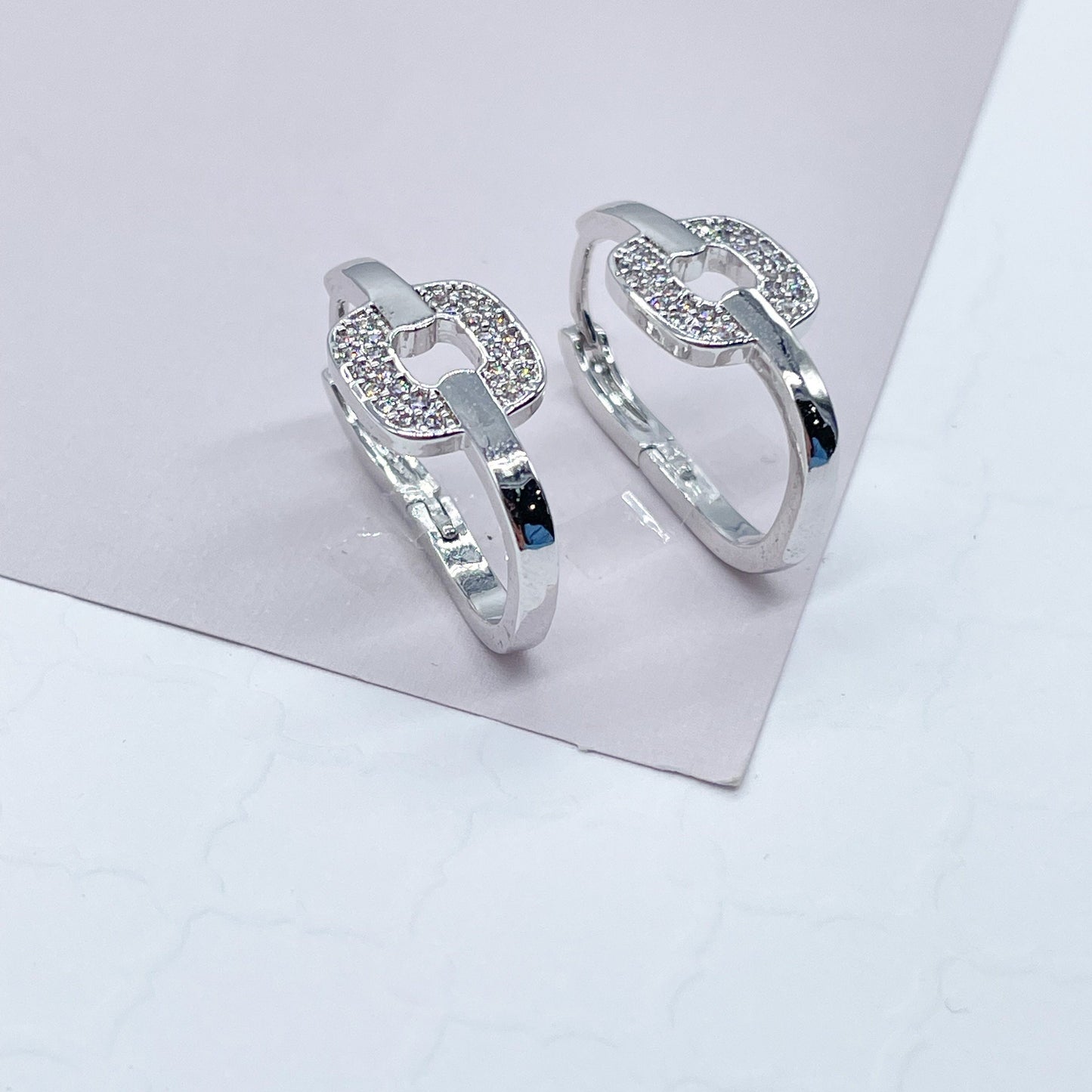 18k Gold Filled Zircon Single Link Earring