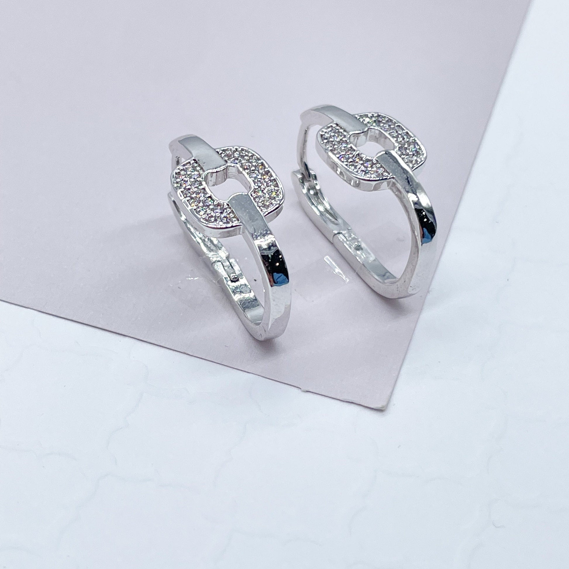 18k Gold Filled Zircon Single Link Earring