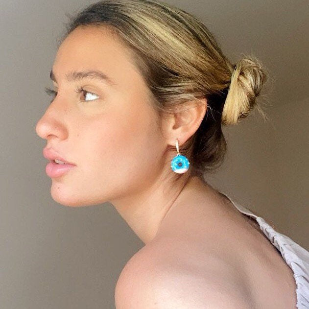 18K Gold Filled Colorful Donut Earrings Available In Different Colors And Tastes