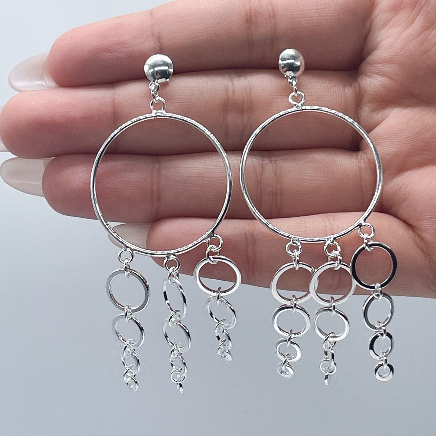 Silver Filled Modern Circle Drop Earrings